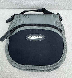 Vintage Case Logic Portable CD Player Carry Case Travel Bag Black Gray Zip Pouch